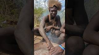 Hadza hunters cooking lunch together meatrecipes wildlife shortsfeed [upl. by Miarzim]