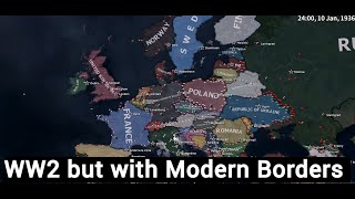 WW2 but with Modern Borders Hearts of Iron 4 Timelapse [upl. by Baylor]