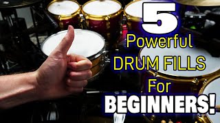 5 POWERFUL Drum Fills For Beginners  Easy Beginner Drum Fills  DRUM LESSON [upl. by Dulciana]