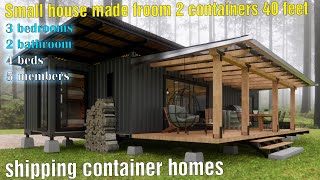 2 x 40ft SHIPPING CONTAINER HOMES  small house 5 members  Shipping Container Tiny House Tour [upl. by Ahsinawt]