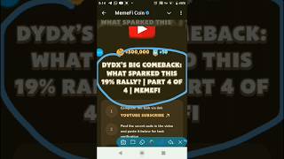 Memefi video code today  DYDXS BIG COMEBACK WHAT SPARKED THIS 19 RALLY  memefi codefi msms [upl. by Jacobs531]