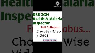 RRB Health and Malaria Inspector Vacancy 2024 Online class Chapter wise [upl. by Donna]