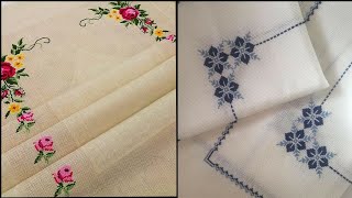 Top Stylish Gorgeous Cross Stitch Pattern For Nepkins Table Cloth [upl. by Caron]