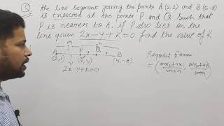 The line segment joining the points A2 1 and B5 8 is trisected at the points P and Q such tha [upl. by Daukas]