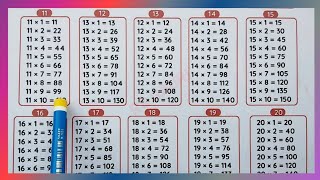 1120 Table  Table of 11 to 20 Tables of Eleven to Twenty Tables Multiplication Tables rsgauri [upl. by Lletnohs]