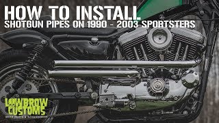 Lowbrow Customs Shotgun Pipes How To Install 1990 2003 Sportsters [upl. by Anaujat]