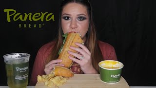 PANERA BREAD MUKBANG  VEGETARIAN AUTUMN SQUASH SOUP GREEN GODDESS CAPRESE MELT TOASTED BAGUETTE [upl. by Tnarud671]