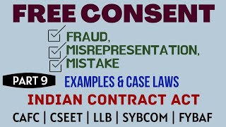 Fraud  Misrepresentation  Mistake  Free Consent  Indian Contract Act  Caselaws  Example [upl. by Amelina365]