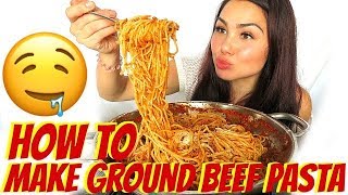 Easy Spaghetti Sauce with Ground Beef Pasta 먹방 Mukbang [upl. by Alanna]