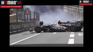 Sergio Perez BIG Crash  F1 2024 Monaco Grand Prix [upl. by Nim]