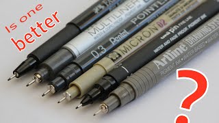 Comparing the pigmented fineliner brands An overly critical review [upl. by Leahey829]