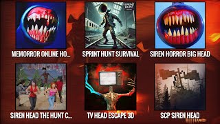 Siren head scpBig head 3dHunt Continues Tv head escape Memorror horror Sprint hunt [upl. by Lah]