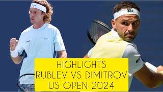 RUBLEV vs DIMITROV HIGHLIGHTS US OPEN 2024 [upl. by Lletnohs]