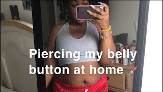 Piercing My Belly Button At Home 😯 [upl. by Aicilak219]