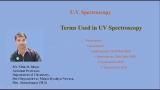 Terms used in U V Spectroscopy  Chromophore Auxochrome bathochromic shift  Prof Nitin Bhoge [upl. by Otti37]