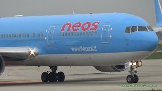 Neos Boeing 767306ER Push back amp taking off  GMarconi Bologna LIPE [upl. by Einahc]