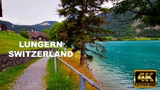 4K Walking Tour in the BEAUTIFUL Lungern Village Switzerland 🇨🇭 [upl. by Suollecram]