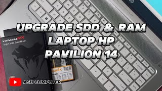 CARA BONGKAR DAN UPGRADE SSD amp RAM LAPTOP HP PAVILION 14  DISASSEMBLY AND UPGRADE HP PAVILION 14 [upl. by Hpesojnhoj587]