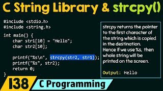 C String Library and String Copy Function  strcpy [upl. by Kir]