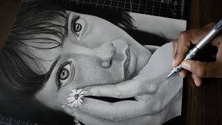 Hyper relastic portrait drawing How to draw hyper realism sketch portrait drawing neetubamniyaart [upl. by Shermie]