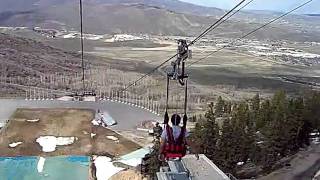 Park City Utah Zip Line Ride at Olympic Village Park [upl. by Lednem]