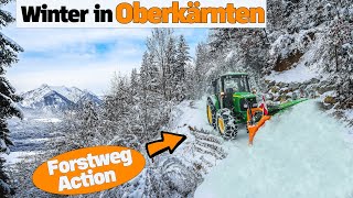 ForstwegAction in Oberkärnten  Winterdienst in den Bergen mit John Deere Power und Springer SHL [upl. by Aleron253]