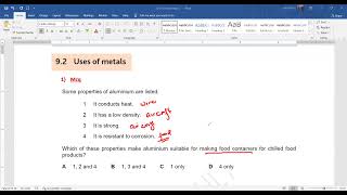 Uses of metals MCQ 1 [upl. by Mages]