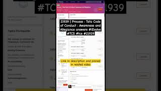 21939  Process  Tata Code of Conduct  Awareness and Allegiance answers iEvolve TCS tcs 21939 [upl. by Ahsaet90]