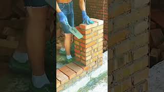 Masonry construction process of brick walls [upl. by Devland]