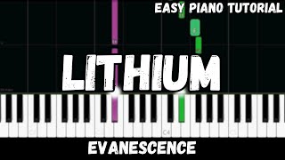 Evanescence  Lithium Easy Piano Tutorial [upl. by Rip]