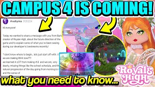 ROYALE HIGH CAMPUS 4 EXPLAINED Everything You Need To Know To Get Ready Roblox [upl. by Eelrahc]