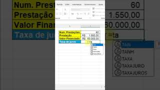 Como descobrir a taxa de juros de um financiamento usando Excel [upl. by Marler354]