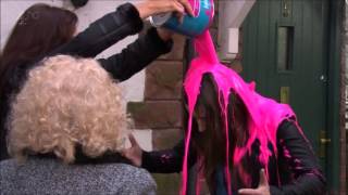 Hollyoaks Porsche and Nana throw paint over Lindsey [upl. by Aihtibat189]