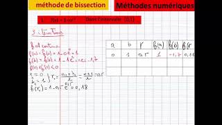 analyse numérique  exemple 2  méthode de dichotomie  bissection [upl. by Silenay920]