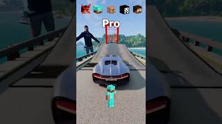 NOOB vs PRO vs VILLAGER vs HACKER vs HEROBRINE Car Jump Challenge 😂 🚗 shorts beamngdrive [upl. by Gilmour]