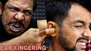 Asim Barber Ear Fingering with Oil  Head Massage ASMR  Ear Fingering with 3D Sound  Neck Cracking [upl. by Aihseken]