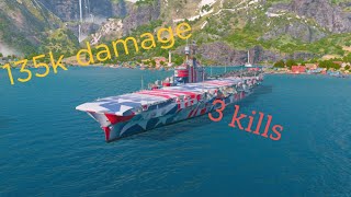 World of Warships Legends Implacable135k damage3kills [upl. by Delanos]