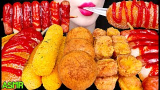 MOST POPULAR CRUNCHY FOODS MOZZARELLA CHEESE BALLS CORN DOG CHEESE STICKS 치즈볼 먹방 EATING SOUNDS [upl. by Anol261]