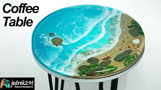 How to make an EPOXY OCEAN TABLE  resin art [upl. by Yusuk]