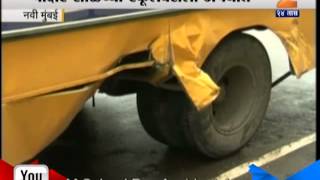 Podar School Bus Meets With An Accident On Palm Beach Road [upl. by Anirtac]