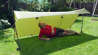 Ultralight Tarp Shelter  How to set up the LeanTo using 2 trekking poles For Bushcraft amp Camping [upl. by Ynahteb]