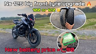 Ns 125 front tyre chenge  big front tyre upgrade🔥 ns125modified [upl. by Philcox904]