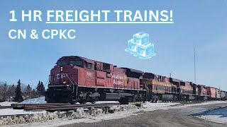 1 hr Freight Trains  CN amp CPKC [upl. by Nahgeam]