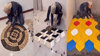 Young Man with great tiling skills Great tiling skills Great technique in construction PART 113 [upl. by Annaet]