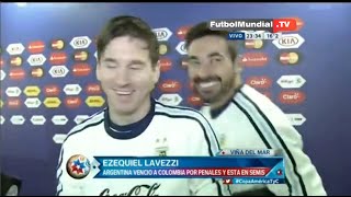 Divertido momento entre Messi y Lavezzi Argentina vs Colombia 00 Copa américa 2015 [upl. by Johanna]