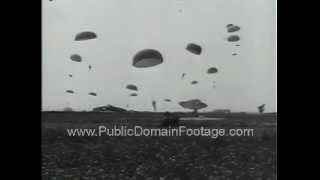 Paratroopers Dropping into Normandy on DDay Footage PublicDomainFootagecom [upl. by Annaesor]