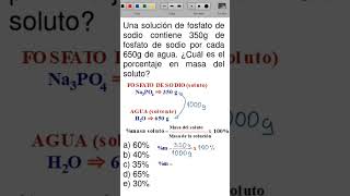 Una solución de fosfato de sodio contiene 350 g de fosfato por cada 650 g de agua química quimica [upl. by Gorlicki]