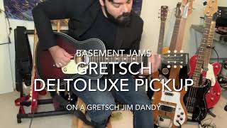 Gretsch Deltoluxe Pickup on a Gretsch Jim Dandy Acoustic Guitar [upl. by Dale]