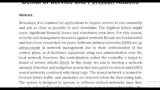 A Gated Recurrent Unit Deep Learning Model to Detect and Mitigate Distributed Denial of Service and [upl. by Jimmy350]