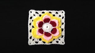 How to Crochet a Flower Granny Square Pattern 422│by ThePatternFamily [upl. by Tamara]